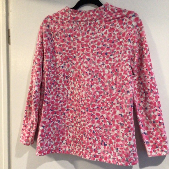 T By TALBOTS Womens Large Floral Sweatshirt Shirt Pullover Pink Gray White - Picture 2 of 4